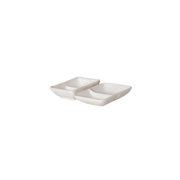 Ramequin double compartiment en mélamine blanche