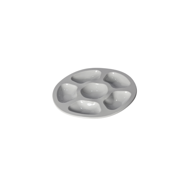 Plat rond compartimenté en mélamine – 6 sections