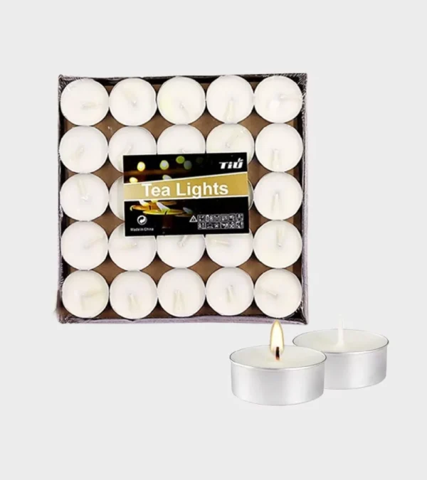 Lot de 50 bougies chauffe-plat non parfumées