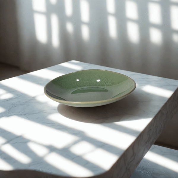 Plat Rond En Porcelaine Vert