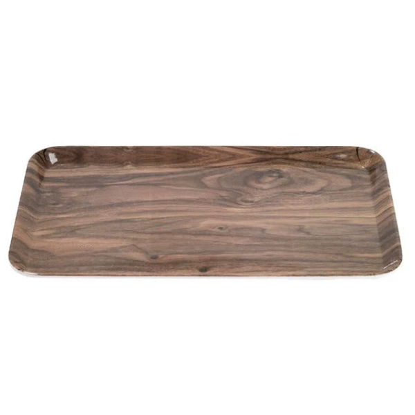 Plateau Rectangulaire en Mélamine Effet Bois – 43 x 61 cm