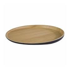 Plateau Ovale en Mélamine Effet Bois – 53 x 27 cm