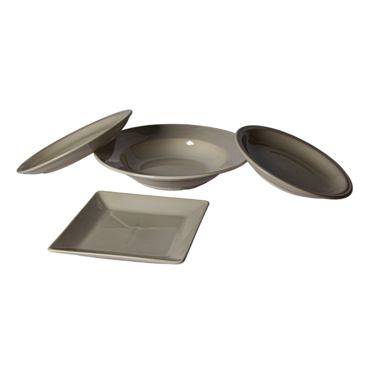 Série d’assiettes en porcelaine  couleur beige clair – Image 2