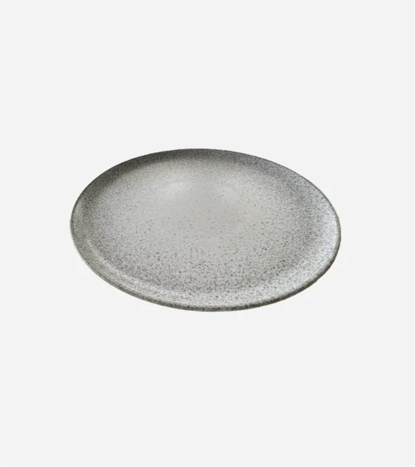 Assiette plate en grès – 27 cm – Marron et  blanc clair