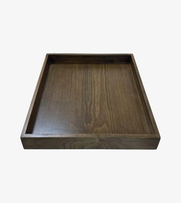 Plateau de courtoisie en bois marron foncé