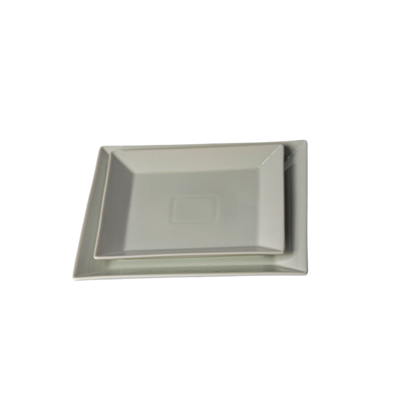Série de 2 assiettes carrées en porcelaine