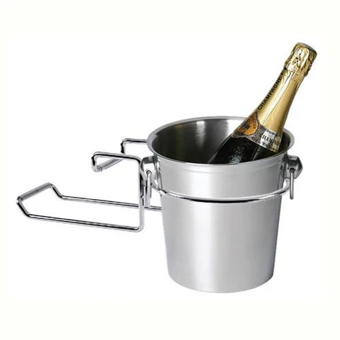 Seau à Champagne Inox avec Support Mural