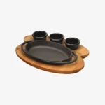 Service repas ovale avec plateau en bois – 21 × 14 cm